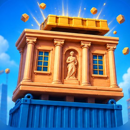 Primo piano della torre appoggiato su un container blu in Tower Dash
