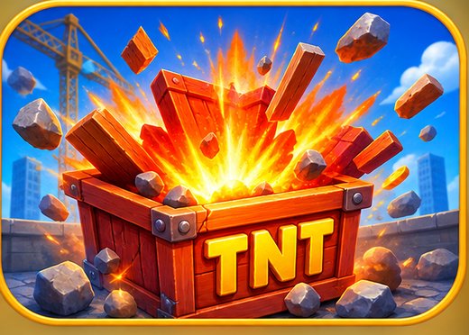 Cassa di TNT che esplode in un cantiere di Tower Dash